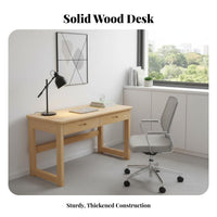 children's Wooden Desk and Chair Set Space Saving Solid Wood Student Writing Desk Rounded Edges children's Study Table with Drawer for Homeschooling