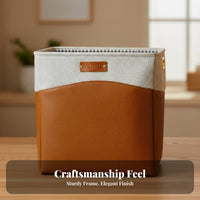 Rectangular Textile Box with Handles Multi-Purpose Two-Tone Textile Box Foldable