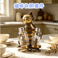 创意立式猫咪纸巾架咖啡厅酒店餐厅桌面纸巾架简约餐桌收纳纸巾架