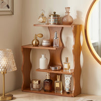Bamboo Desk Bookshelf with Curved Shelves