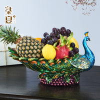 孔雀果盘客厅桌面摆件零食盘干果盘糖果盘收纳盘装饰批发一件代发