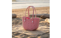 DIY Accessories EVA Tote Bag Customizable with Charms Waterproof Beach Tote Lightweight Perforated Charm Bag Easy to Clean for Girls, Poolside, Vacation, Shopping
