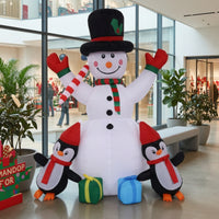 Stable Inflatable Snowman with Penguins Weatherproof Christmas Inflatable Snowman Waterproof Decoration Long-Lasting for Lawn