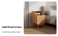 Compact Design Solid Wood Nightstand Sturdy Construction Solid Wood Bedside Table Rounded Corners Wooden Nightstand with Drawers Cable Management Hole for Apartment Dwellers, Homeowners, Adults, Guest Room, Home