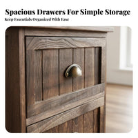 Single-Drawer End Table Distressed Finish Nightstand Vintage design for Students