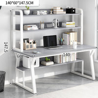 Study Table with Bookshelf Space-saving Office Desk Computer Workstation Storage Shelves Multi-tiered Hutch Steel Frame Suitable for Small Areas Dorm Room Bedroom