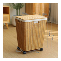 Laundry Hamper with Wheels Woven Rolling Laundry Hamper Lidded for Bedroom
