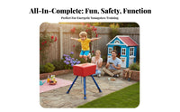 Red Gymnastics Vaulting Horse Kids, Metal Childrens Vaulting Horse for Plyometric Training, Non-Slip Portable Gymnastics Equipment
