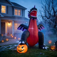 Oversized Inflatable Dragon with Pumpkin Large Inflatable Dragon Weather-Resistant Lawn Decor Scary for Party
