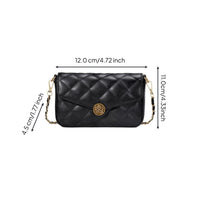 Quilted Chain Crossbody Bag, Geometric Handbag, Multi-Pocket