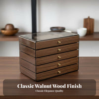 Jewelry Box Multi-Drawer Large Capacity Soft Flocked Lining Jewelry Case Effortless Sliding Drawers for Women Bedroom Closet