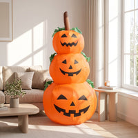 Inflatable Jack-O'-Lantern Stack Large Halloween Inflatable with LED Lights Stacked Pumpkins Outdoor for Yard, Lawn