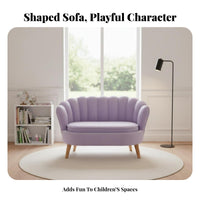 Shell Design Scallop rear Lounge Chair Princess aesthetic children's Furniture Cute Appearance Mini Sofa Soft Upholstery for Toddlers, Parents, storytime Corner, Kindergarten, Playroom, Nursery
