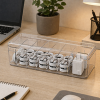 Large Cable Tidy Box, Cable Management Organiser with Internal Dividers, PET Cord Organiser for Desk & Drawers, Home Office Solution
