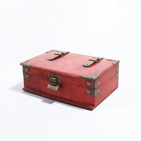Wooden Storage Box with Lid Weathered Wooden Box with Hinged Lid Rustic Decorative Treasure Chest for Desktop