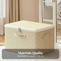 Striped Clothes Chest with Lock Reinforced Handles for Closet, Bedroom, Students