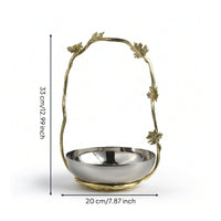 Bowl with Metal Frame Stainless Steel Decorative Tray with Handle Polished