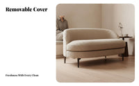 Nordic Minimalist Design Curved Teddy Sofa Removable and cleanable Cover Curved 2-Seater Settee exceptionallySoft Texture Loveseat space-saving Size for Interior Designers, Apartment Dwellers, Coffee Shop, Hotel Lobby, Lounge Area, Small Spaces