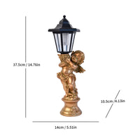 Resin Cherub Statue with Lantern Weather-Resistant Angel Statue with Lantern Dusk to Dawn Sculpture Sculpted for Patio, Lawn