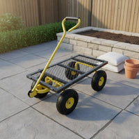 Foldable Garden Cart Black and Yellow Mesh Garden Wagon Heavy Duty Portable Folding Trolley for Yard Work, Landscaping