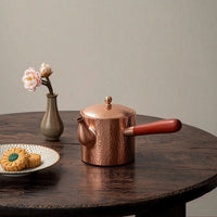 Copper Pitcher with Wooden Handle Hammered Tea Pitcher with Handle Heat-Resistant Gravy Boat