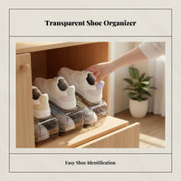 Foldable Shoe Organizer, Transparent Layered Storage Box, Space-Saving Divider Rack
