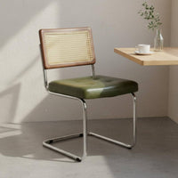 Woven Backrest Rattan Dining Chair Retro Design Vintage Dining Chair Sturdy Home Furniture