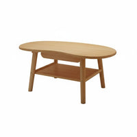 Unrestricted Form Coffee Table Double-layer Storage Kidney-shaped Accent Table Retro Wooden Construction Unique Shape Suitable for Homeowners Living Room Home Decoration
