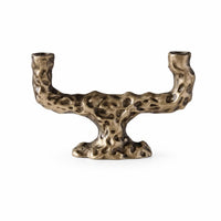 Double Candle Holder Abstract Taper Candlestick Holder Weighted for Sideboard
