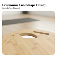 Natural Bamboo Wooden Toe Function Board Polished Finish Round Pilates Balance Board Portable Reversible Balance Disc Ergonomic for Dancers, Athletes, Home Gym, Office