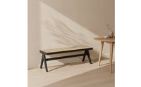 Woven Wood Bench with Rattan Seat Minimalist Rattan Bench Multipurpose Furniture Modern-Retro for Small Apartments