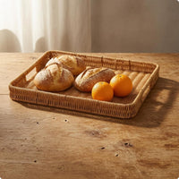 Woven Serving Tray Elevated Rim Tableware Polished for Fruit Display