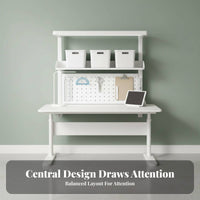 Adjustable Desk and Chair Set Built-in Bookstand Ergonomic Desk and Chair Set Rounded Corners Tilting Desktop for Home Schooling