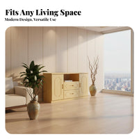 Living Room TV Stand Multifunctional Media Console with Storage Wooden Cabinet Solid Wood Construction Smooth-closing Doors Suitable for Bedroom Entryway Dining Room