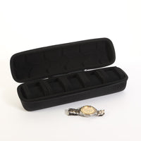 Portable Multi-Slot Watch Storage Box with Sponge Compartments, Zipper Bag for Travel