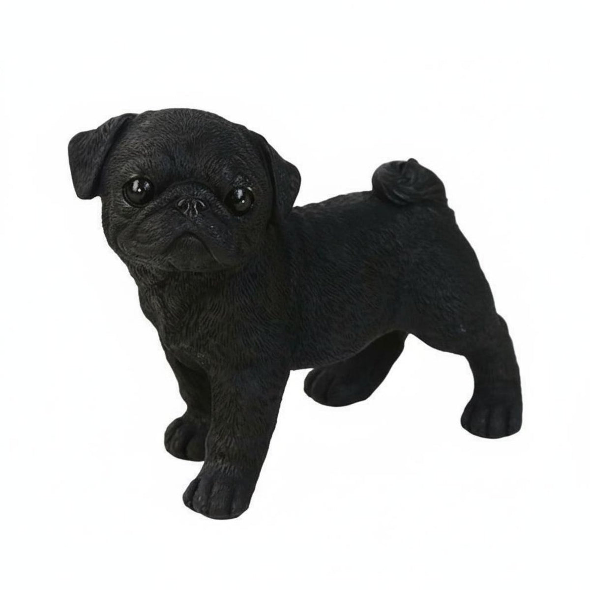 Finely Detailed Resin Pug Model Vivid Details Pug Dog Figurine Fine Craftsmanship for Display Cabinet, Bookshelf
