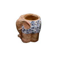Hand Painted Elephant Planter Floral Pattern Decorative Elephant Planter Stone Like Finish House Decoration