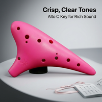 12 Hole Alto with Music and Lanyard, Musical Instrument Gift Box for Beginners, Easy to Play Ocarina - Pink