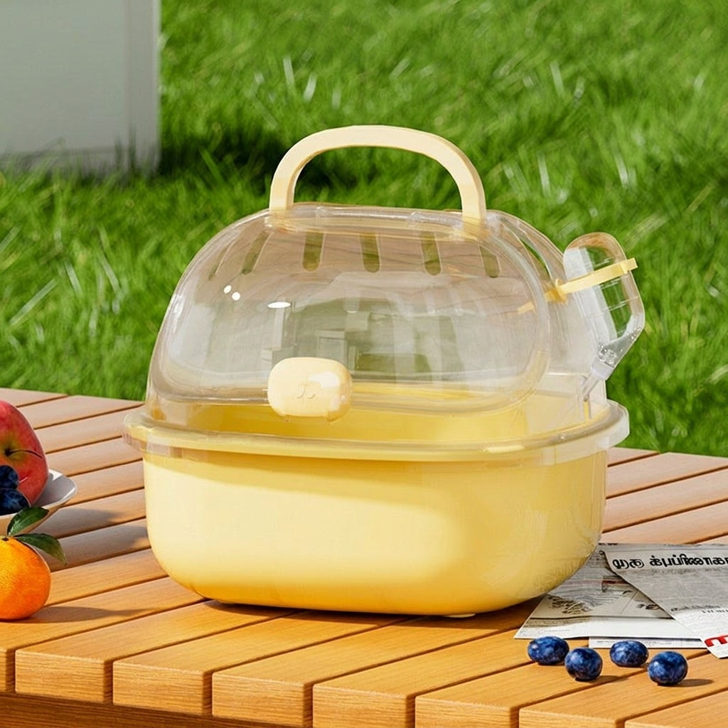 Portable Hamster Cage and Sugar Glider Cage, PP Material Travel Hamster Cage with Transparent Cover, Hamster Portable Travel Cage for Small Pets