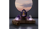 Resin Water Fountain Compact Indoor Fountain with LED Light Lighted Meditation for Desk, Office
