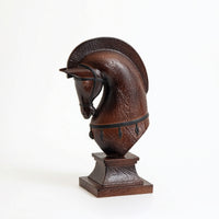 Horse Head Statue with Pedestal Decorative for Bookshelf, Equestrians