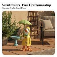 Duck with Umbrella Statue Resin Craft Duck Figurine with Umbrella Cute Design Outdoor Decoration for Gardeners, Garden, Balcony, Windowsill