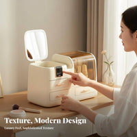 Makeup Storage Case with Mirror Dustproof Design for Dressing Table, Teens