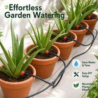 Automatic Drip Irrigation System Kit, Micro Garden Watering for Allotment Equipment, PVC Hose & Drippers for Potted Plants, Vegetable Patch