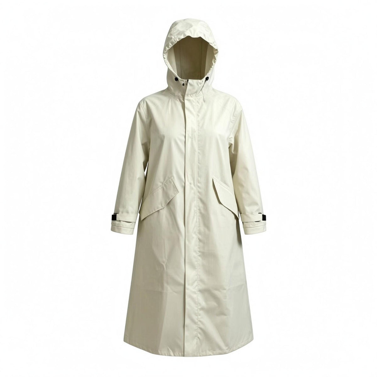Long Hooded Raincoat Adjustable Cuffs Hooded Raincoat Loose Fit Rainwear Jacket