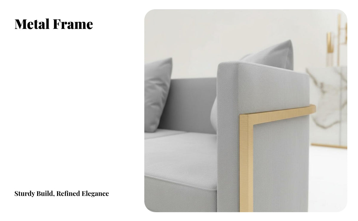Nordic design Metal Frame Armchair and Sofa Set Modern Minimalist Design Reception Furniture Light Luxury Aesthetic Lounge Seating Comfortable Upholstery for Homeowners, Interior Designers, Business Owners, salon, Cafe, Office Lobby, Living Room