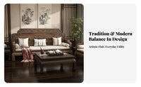 4 Pieces Chinese Design Traditional Carved Sofa Bed Bed Double-Purpose Use Walnut Wood Daybed Mortise and Tenon Joinery Solid Wood Carved Sofa Set