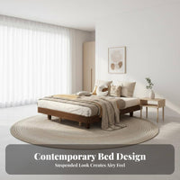elevated Bed Frame Headboardless elevated Slat Frame woven-mat and design Bedroom Furniture for Minimalists, home dwellers, Guest Room, Apartment, attic