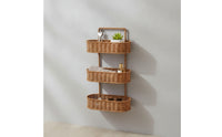 Woven Wicker Wall Mount Organizer Space-Saving Wicker Wall Organizer Slim Multi-Purpose for Bathroom, Kitchen, Vanity