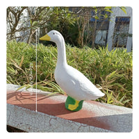White Goose Statue Realistic Design Resin Duck Figurine for Patio